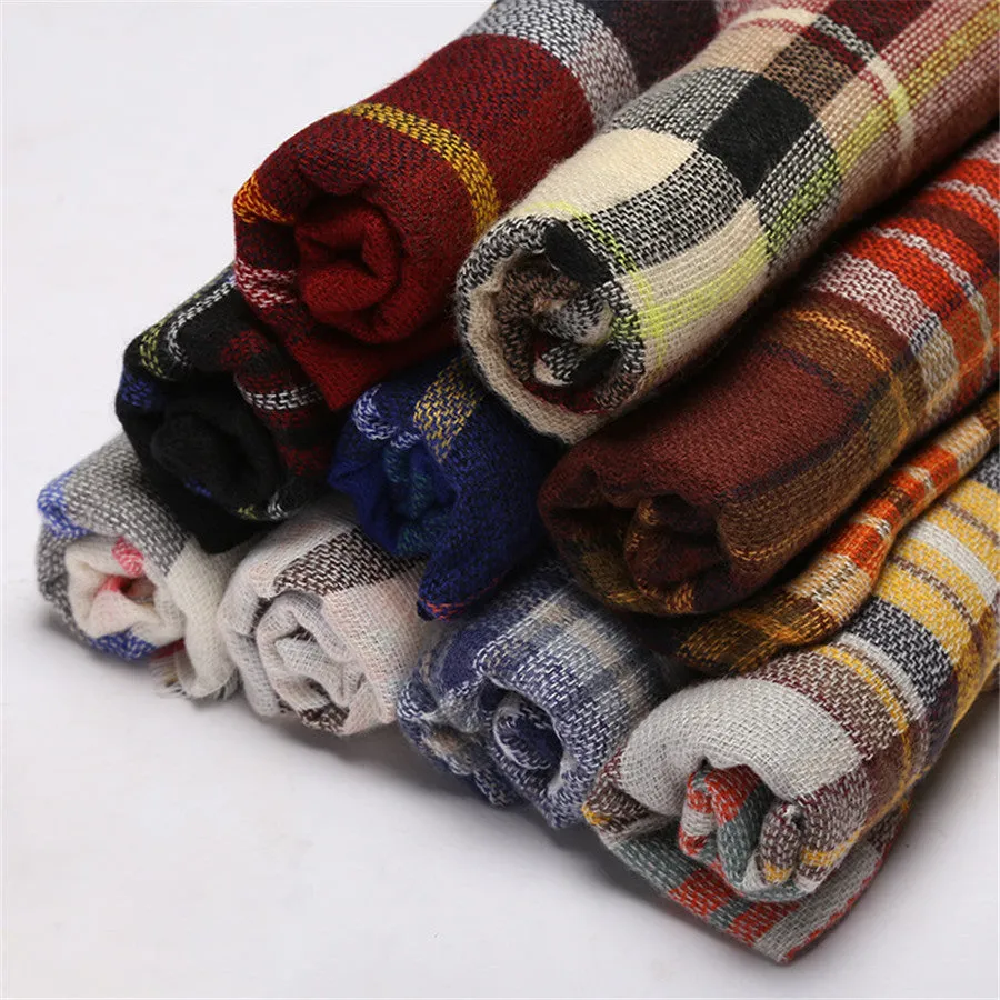 Lisette Charles Luxury Oversize Plaid Cashmere Wool Pashmina Scarf