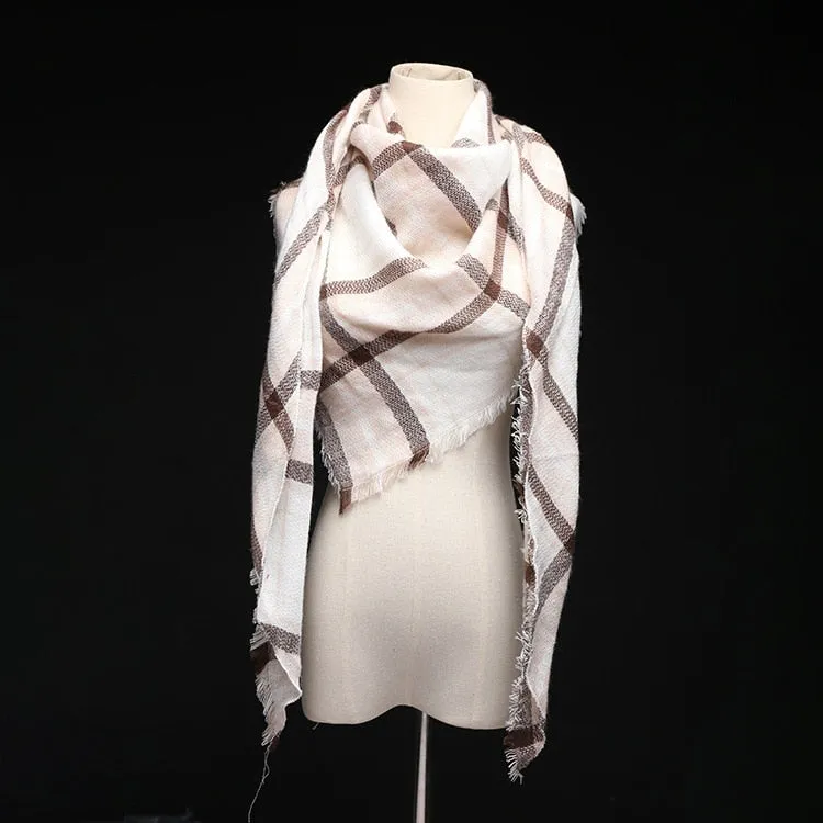 Lisette Charles Luxury Oversize Plaid Cashmere Wool Pashmina Scarf