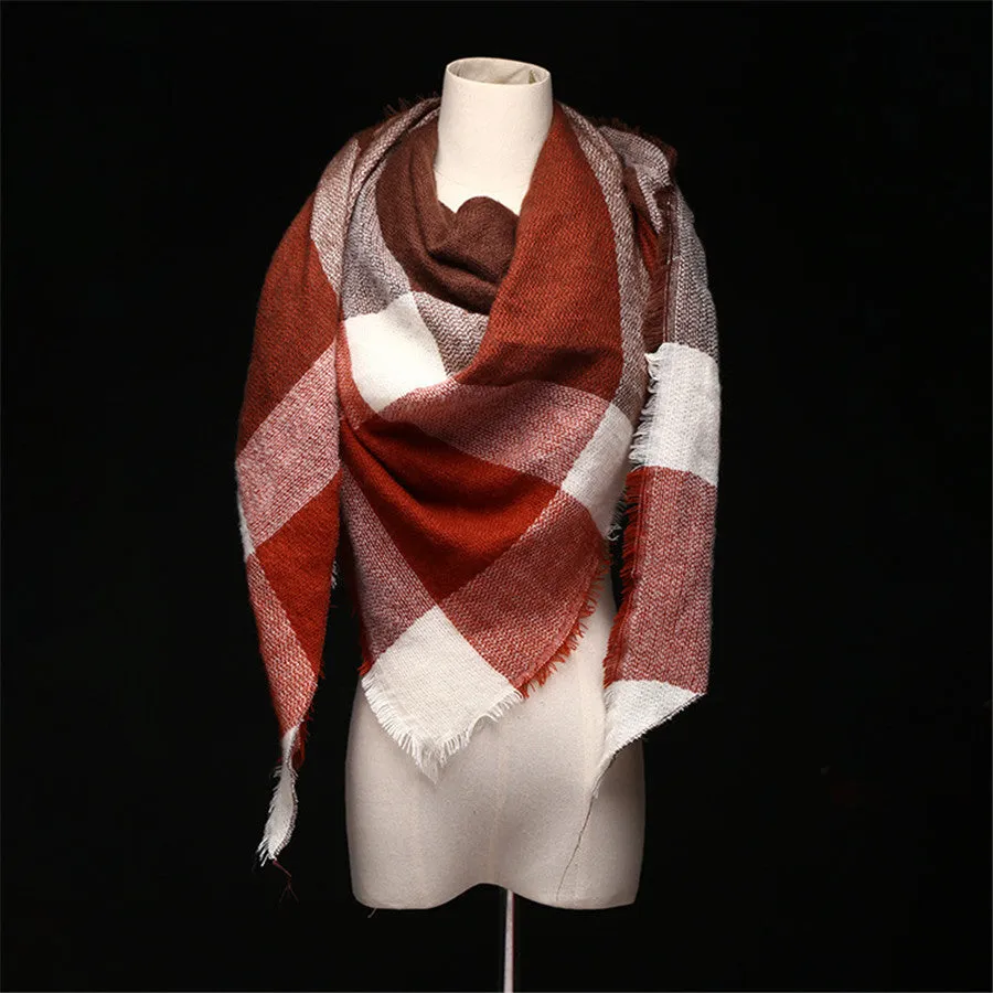 Lisette Charles Luxury Oversize Plaid Cashmere Wool Pashmina Scarf