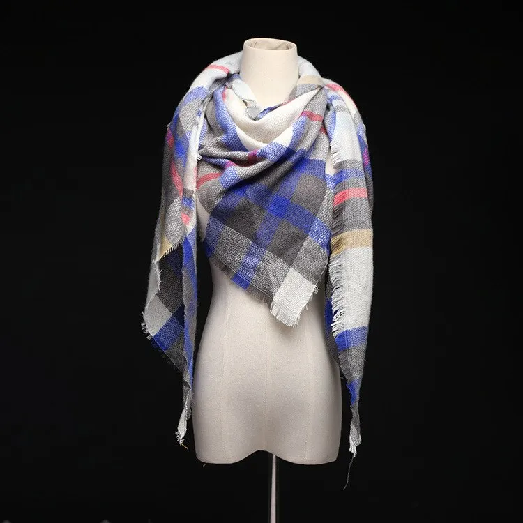 Lisette Charles Luxury Oversize Plaid Cashmere Wool Pashmina Scarf