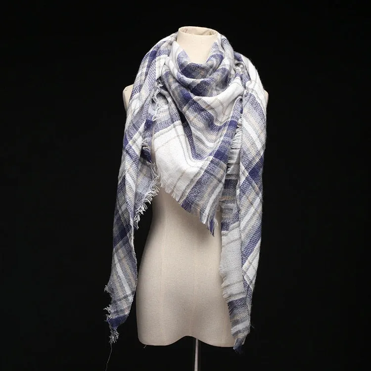 Lisette Charles Luxury Oversize Plaid Cashmere Wool Pashmina Scarf