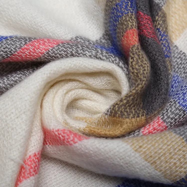 Lisette Charles Luxury Oversize Plaid Cashmere Wool Pashmina Scarf