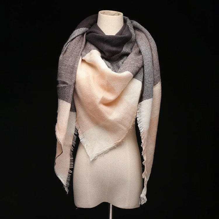 Lisette Charles Luxury Oversize Plaid Cashmere Wool Pashmina Scarf