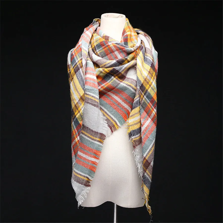 Lisette Charles Luxury Oversize Plaid Cashmere Wool Pashmina Scarf