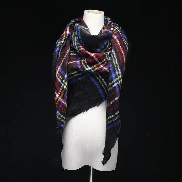 Lisette Charles Luxury Oversize Plaid Cashmere Wool Pashmina Scarf