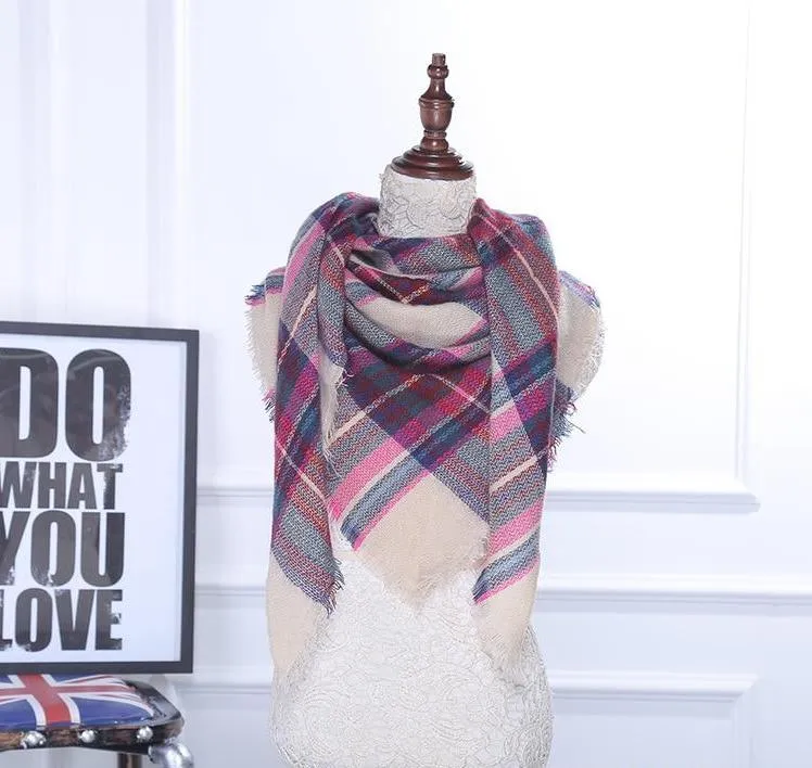 Lisette Charles Luxury Oversize Plaid Cashmere Wool Pashmina Scarf