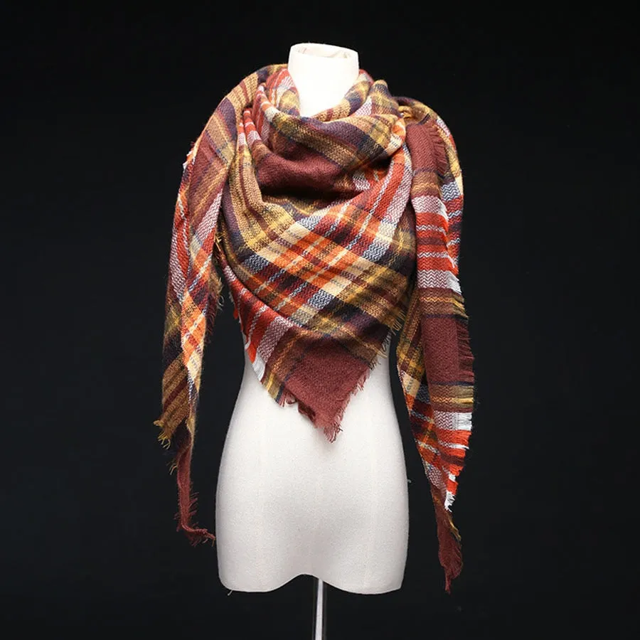 Lisette Charles Luxury Oversize Plaid Cashmere Wool Pashmina Scarf