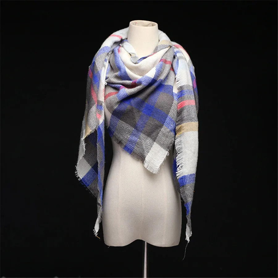 Lisette Charles Luxury Oversize Plaid Cashmere Wool Pashmina Scarf