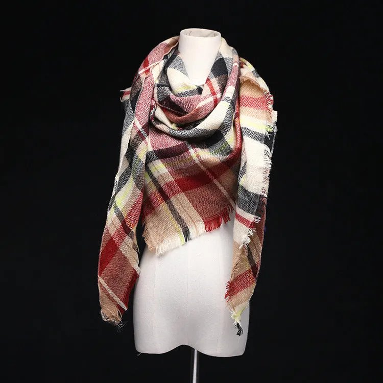 Lisette Charles Luxury Oversize Plaid Cashmere Wool Pashmina Scarf