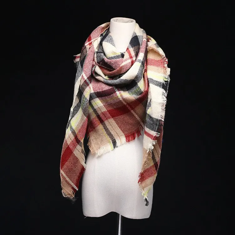 Lisette Charles Luxury Oversize Plaid Cashmere Wool Pashmina Scarf