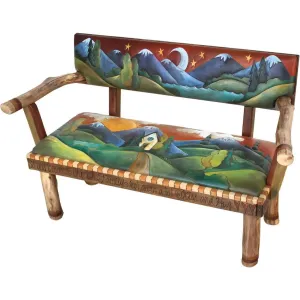 Loveseat with Leather Seat Bench by Sticks LOV002 014700