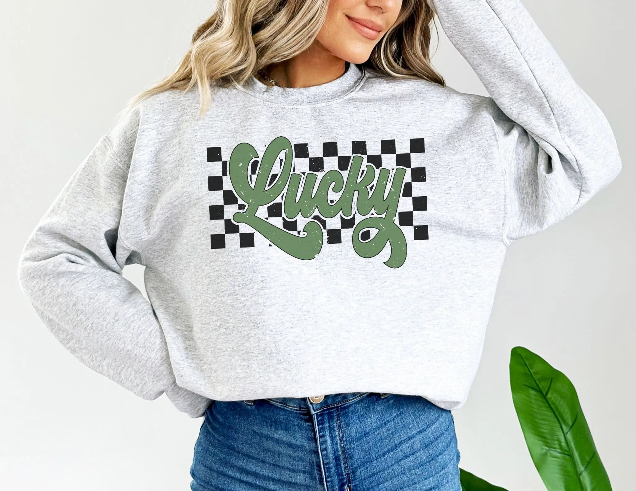 Lucky Checkered Graphic Vintage St. Patricks Day Shirt