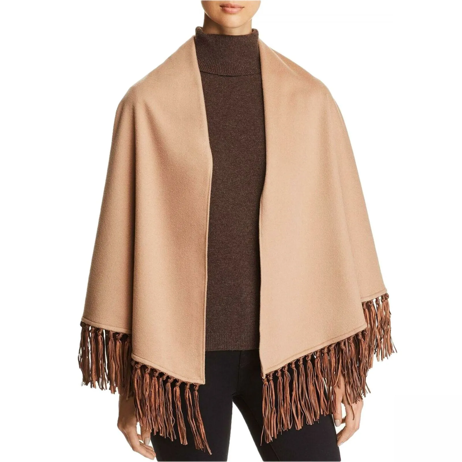 Max Mara Women's Fringed Cashmere Wrap with Leather Tassels