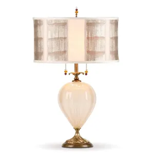 Mayzie Table Lamp 94AF137 by Kinzig Design, Creamy Blown Glass, Neutral Cream Gray And Beige Tones Shade