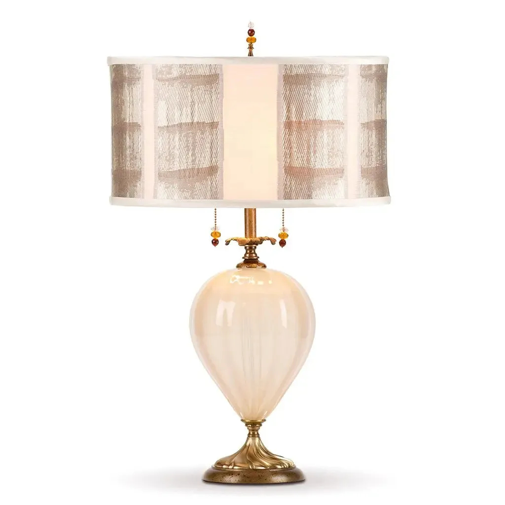 Mayzie Table Lamp 94AF137 by Kinzig Design, Creamy Blown Glass, Neutral Cream Gray And Beige Tones Shade