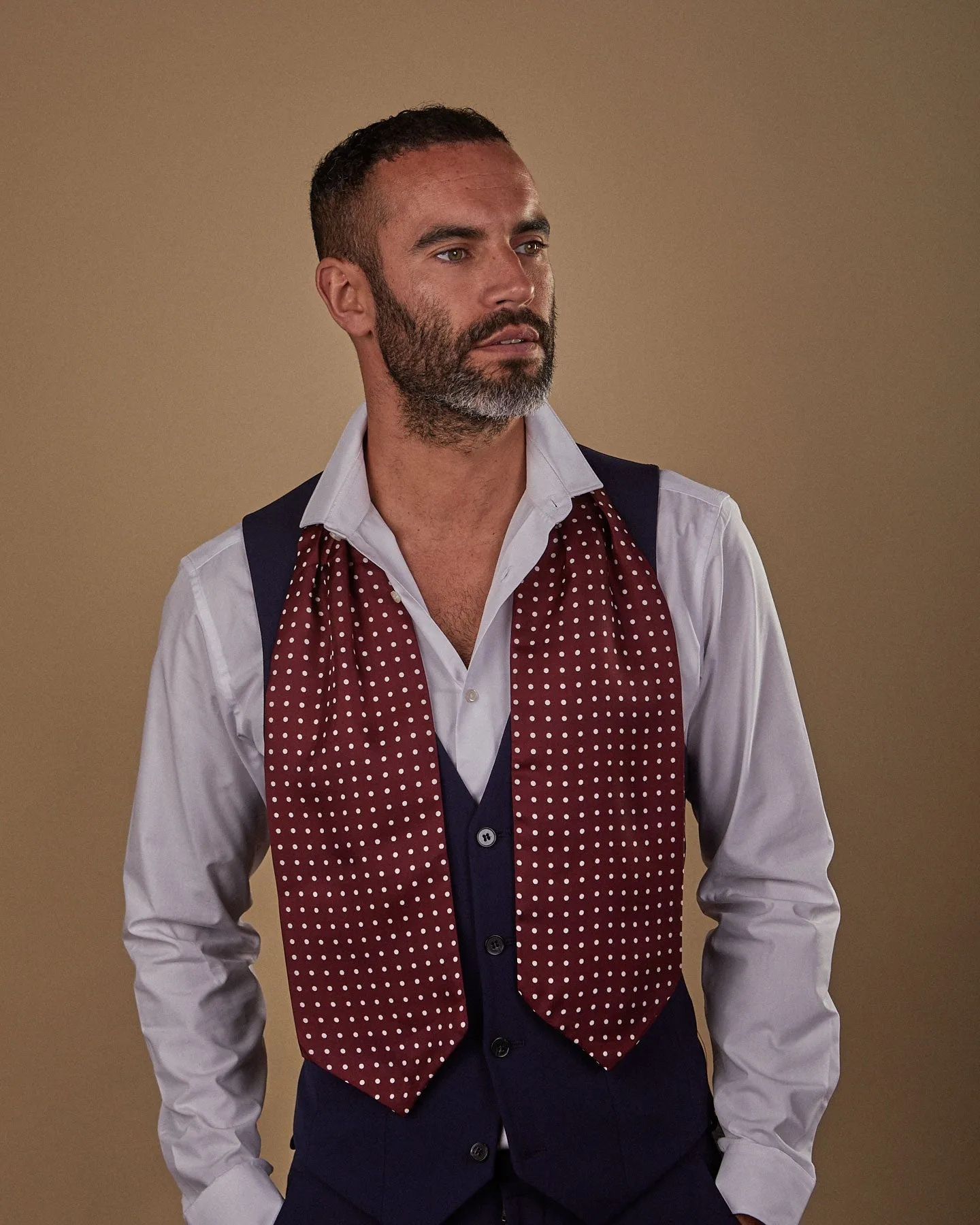 Men's Silk Polka Dot Double Ascot - The Sapporo Ascot