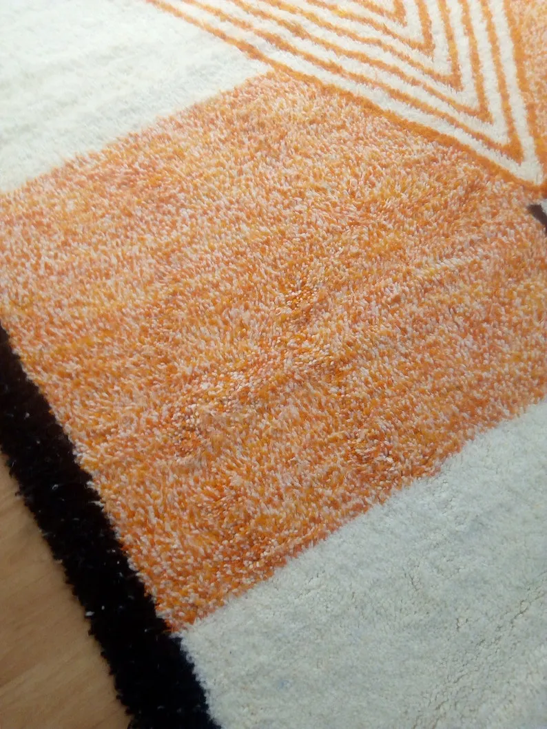 modern rug, Hand woven rug, Azilal Berber style - Orange Rug Morocco