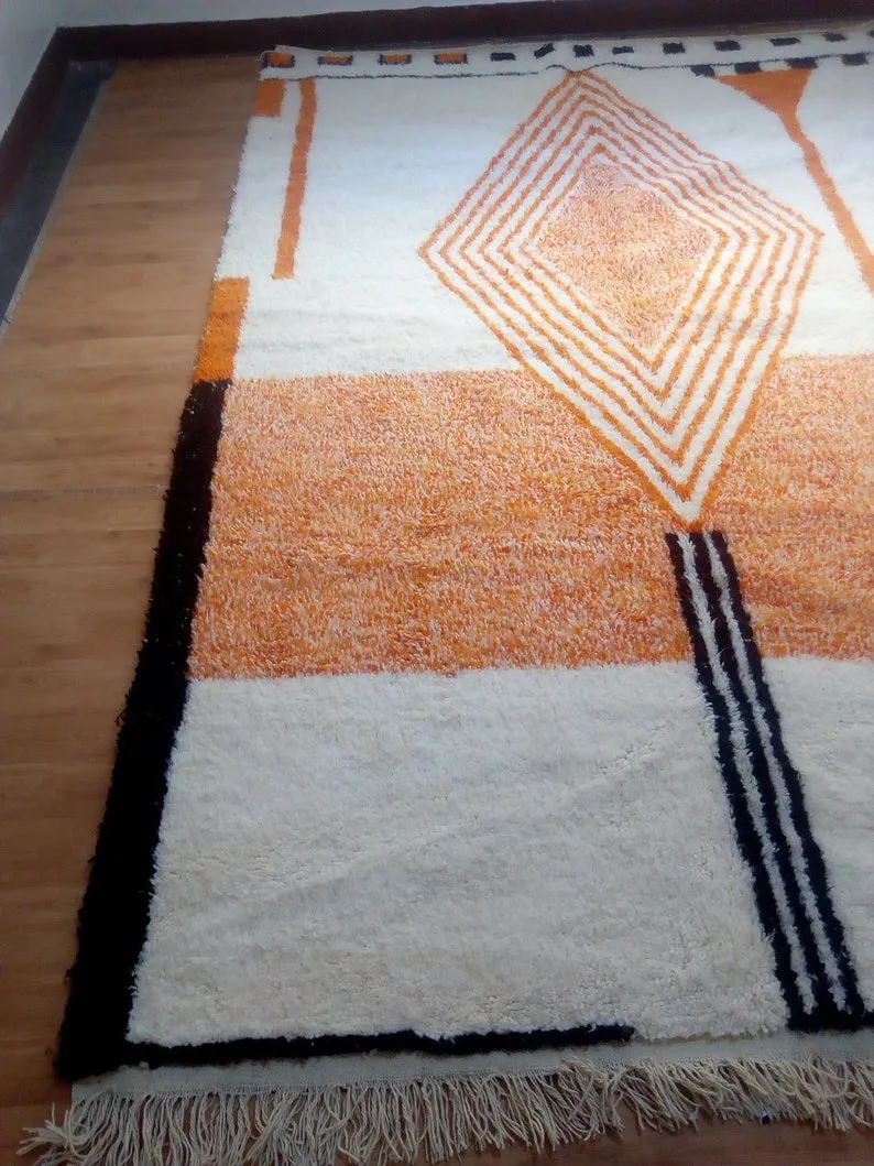 modern rug, Hand woven rug, Azilal Berber style - Orange Rug Morocco