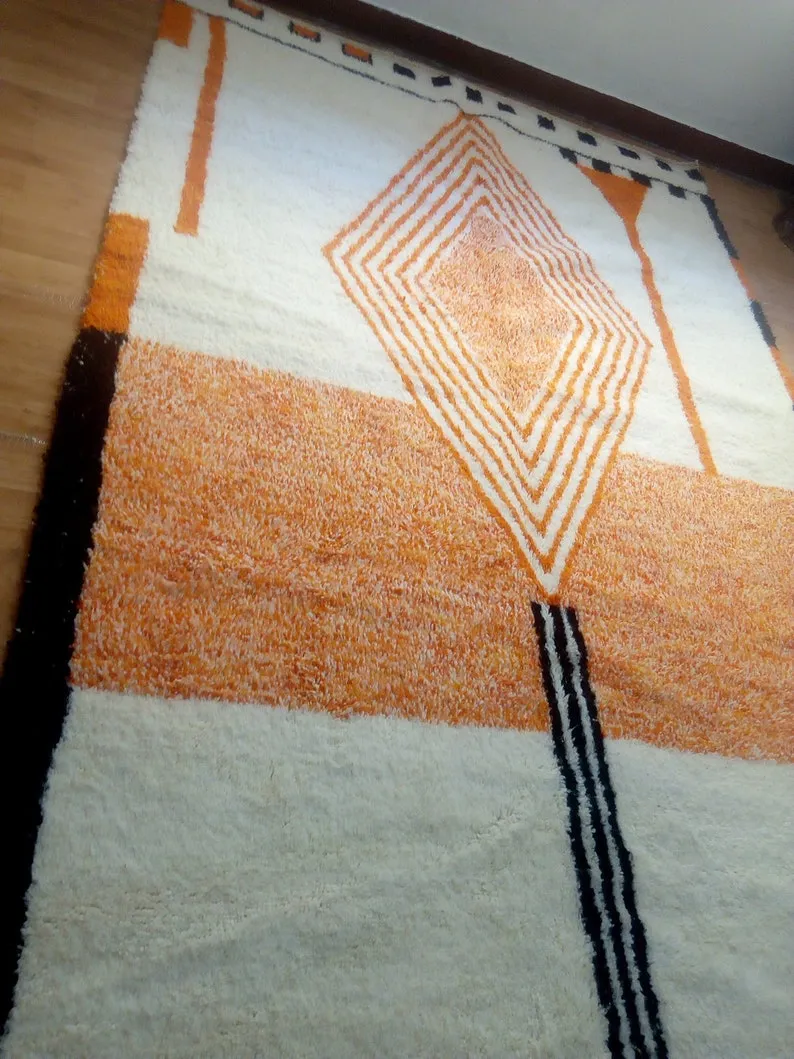 modern rug, Hand woven rug, Azilal Berber style - Orange Rug Morocco