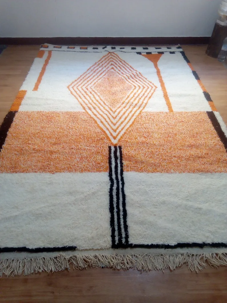 modern rug, Hand woven rug, Azilal Berber style - Orange Rug Morocco