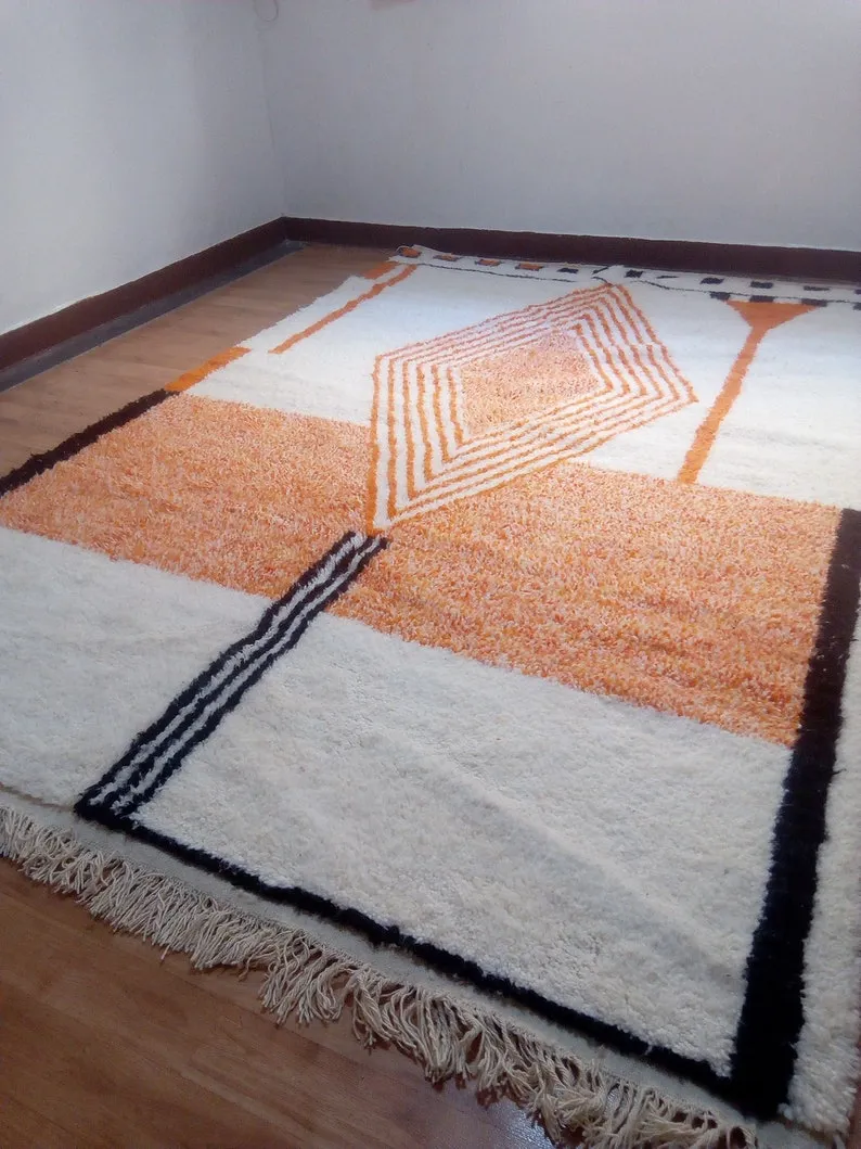 modern rug, Hand woven rug, Azilal Berber style - Orange Rug Morocco