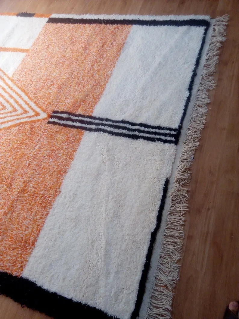 modern rug, Hand woven rug, Azilal Berber style - Orange Rug Morocco