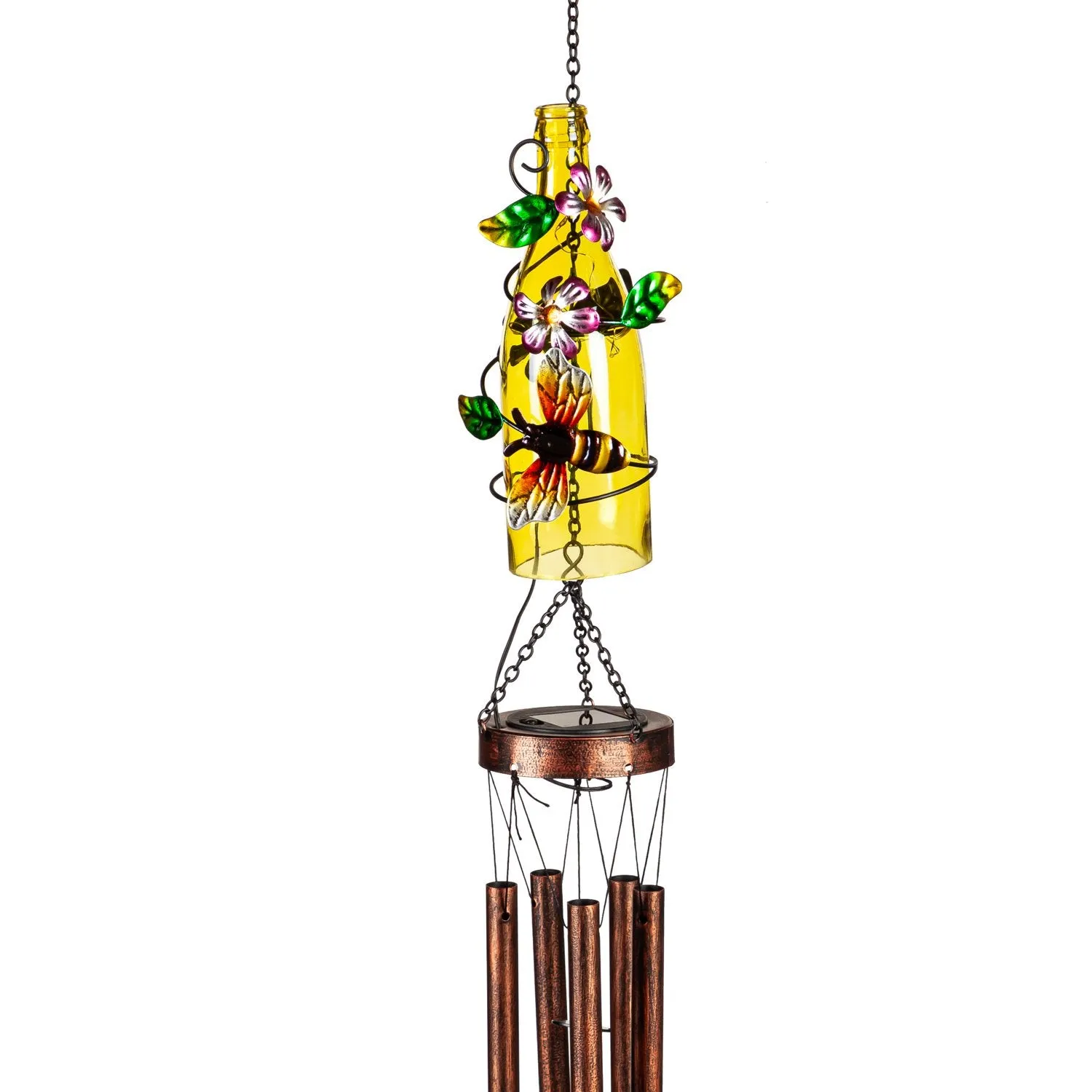 Multi-Color Glass Bottle Wind Chime, Asst of 3,2wc2228