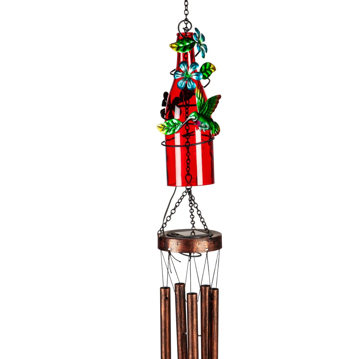 Multi-Color Glass Bottle Wind Chime, Asst of 3,2wc2228