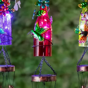 Multi-Color Glass Bottle Wind Chime, Asst of 3,2wc2228