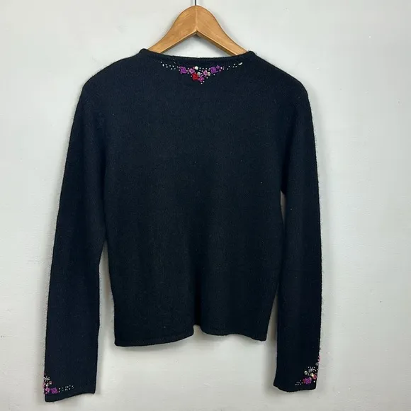 Nara Maggie Silk Wool Angora Embroidered Beaded Cardigan