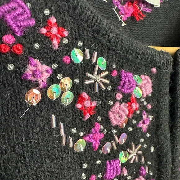 Nara Maggie Silk Wool Angora Embroidered Beaded Cardigan