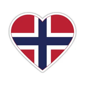 Norwegian Flag Heart Sticker