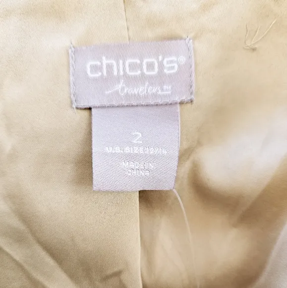 NWT Chico's Travelers Sequined Open Front Cardigan Jacket in Champagne L/12