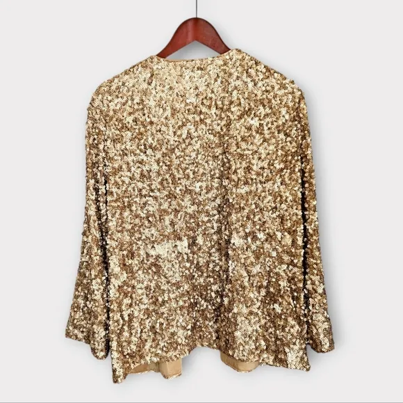 NWT Chico's Travelers Sequined Open Front Cardigan Jacket in Champagne L/12