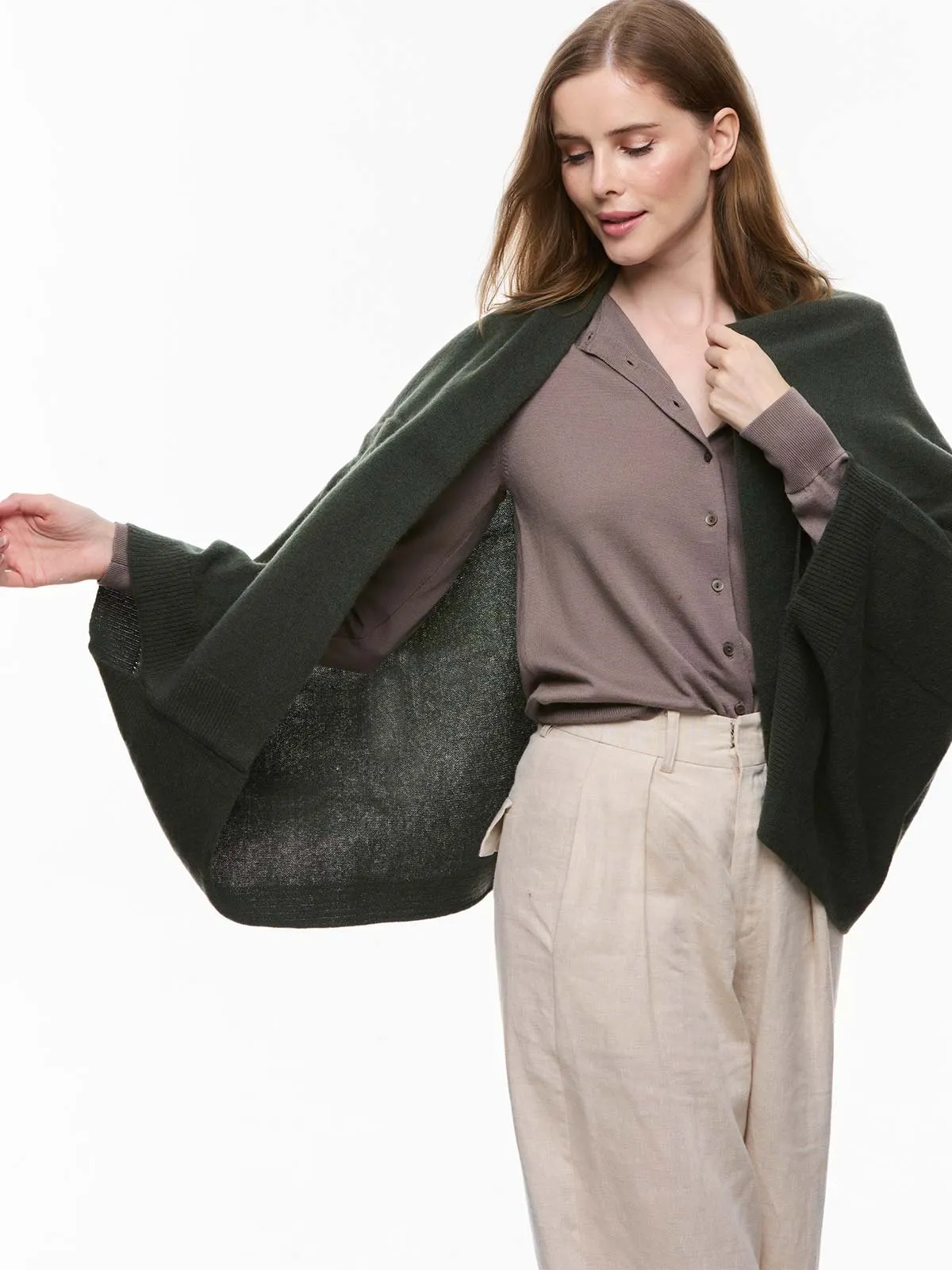 Olive Green Wearable Cashmere Wrap