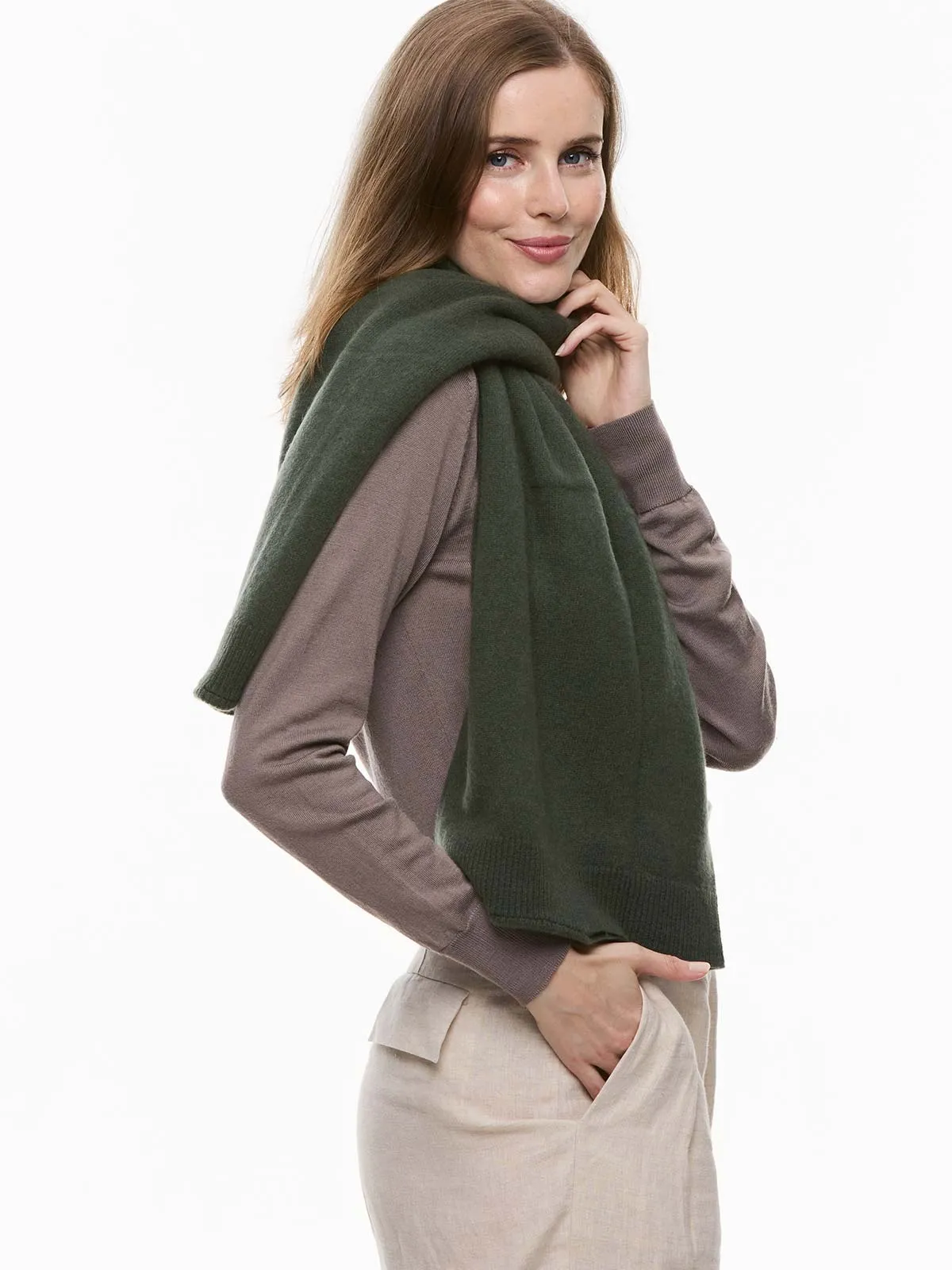 Olive Green Wearable Cashmere Wrap