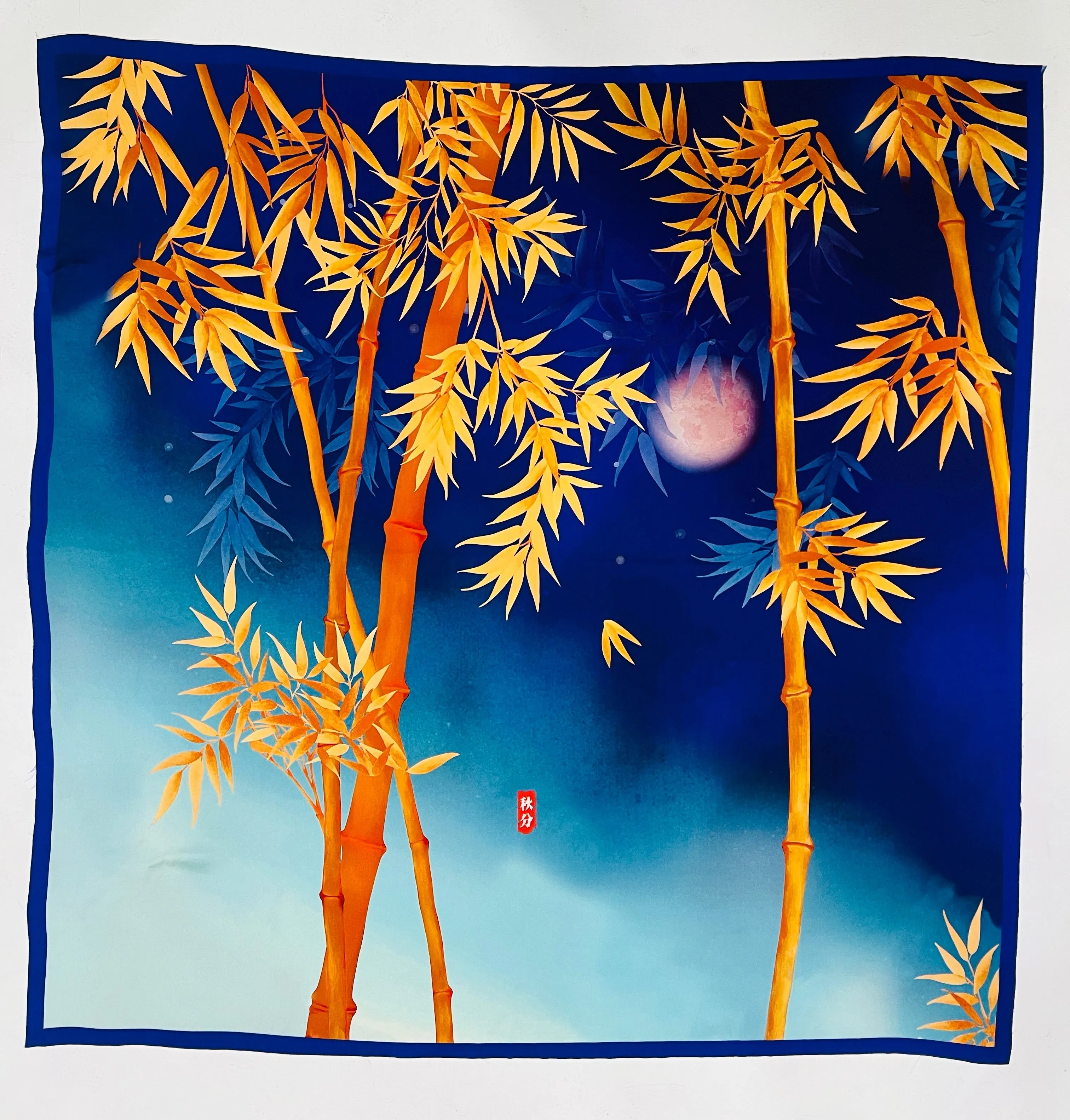 Oscar Rossa 100% Mulberry Silk Scarf with Hand-Rolled Edges, approximate 34"x34" to 35"x35" Large Square Printed Silk Charmeuse Scarf
