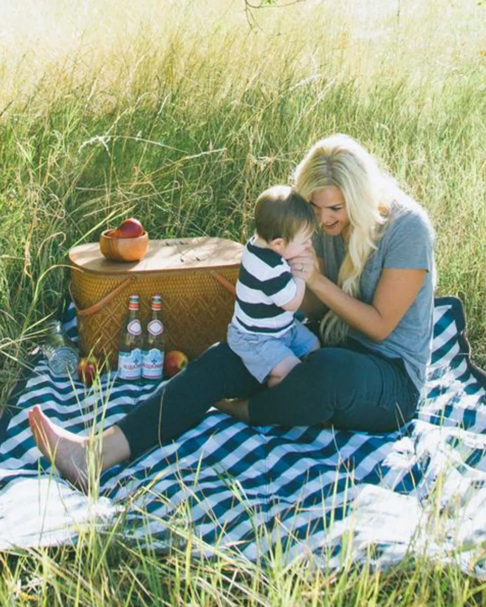 Outdoor Blanket - Navy Gingham 5x5