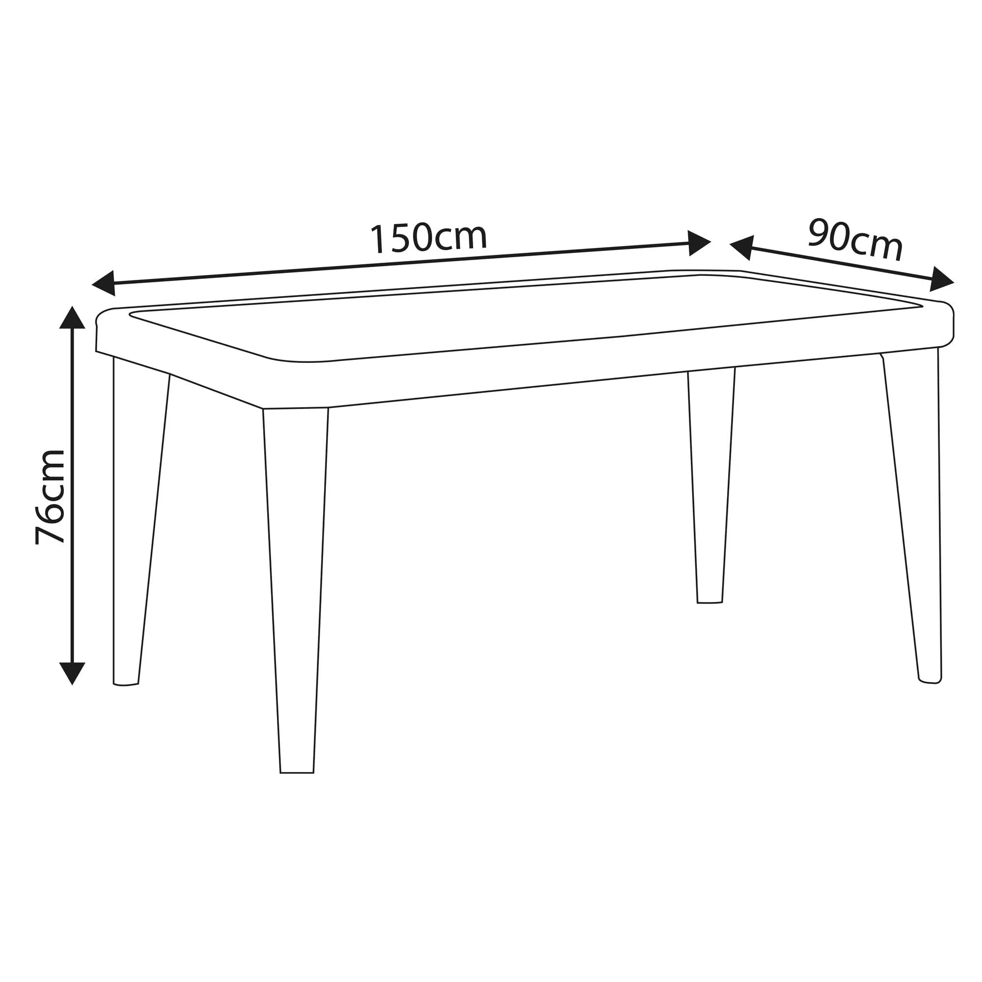 Outdoor Dining Table Weather Resistant PP/Fibreglass, 90x150cm (W x H), White - DG210