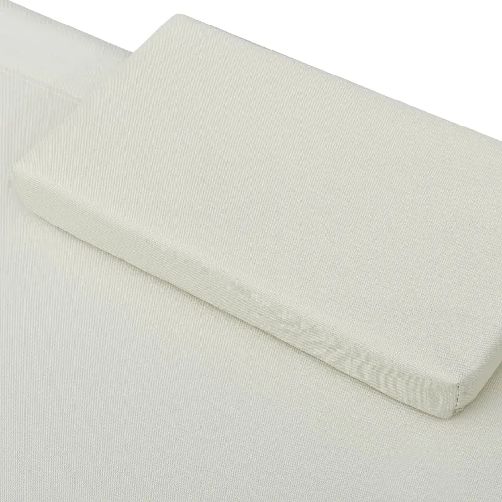 Outdoor Lounge Bed with Canopy and Pillows Cream White