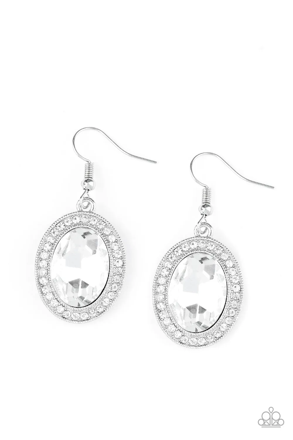 Paparazzi Only FAME In Town Earrings White