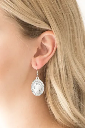 Paparazzi Only FAME In Town Earrings White