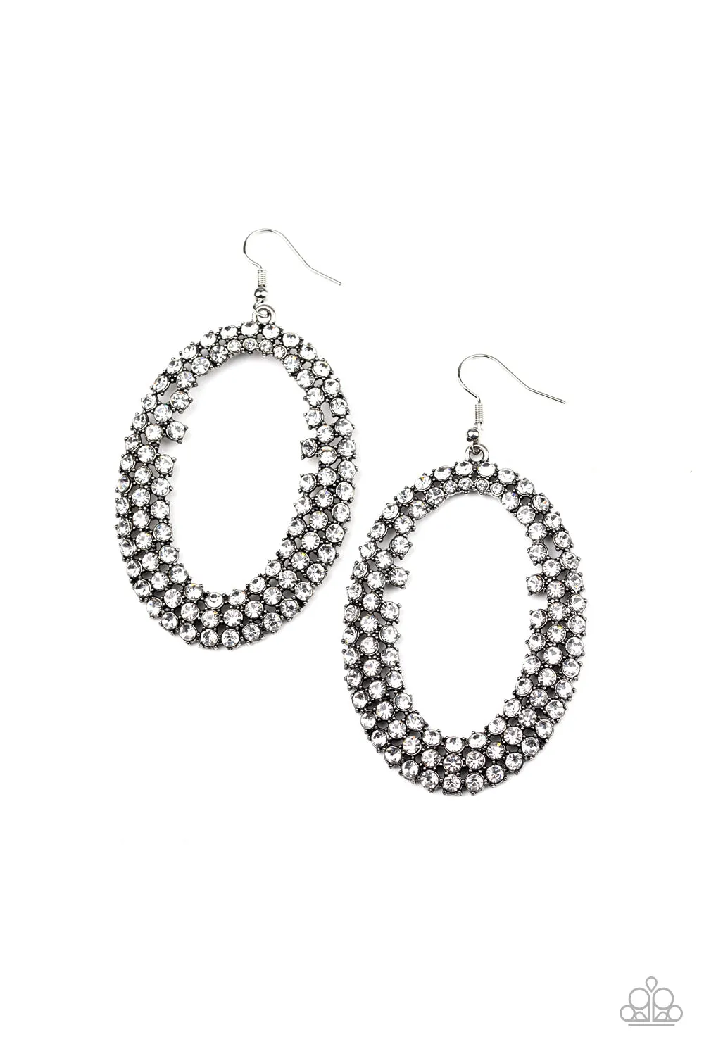 Paparazzi - Radical Razzle - White Rhinestone Earring