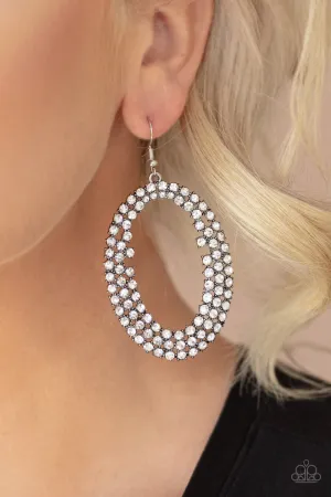 Paparazzi - Radical Razzle - White Rhinestone Earring