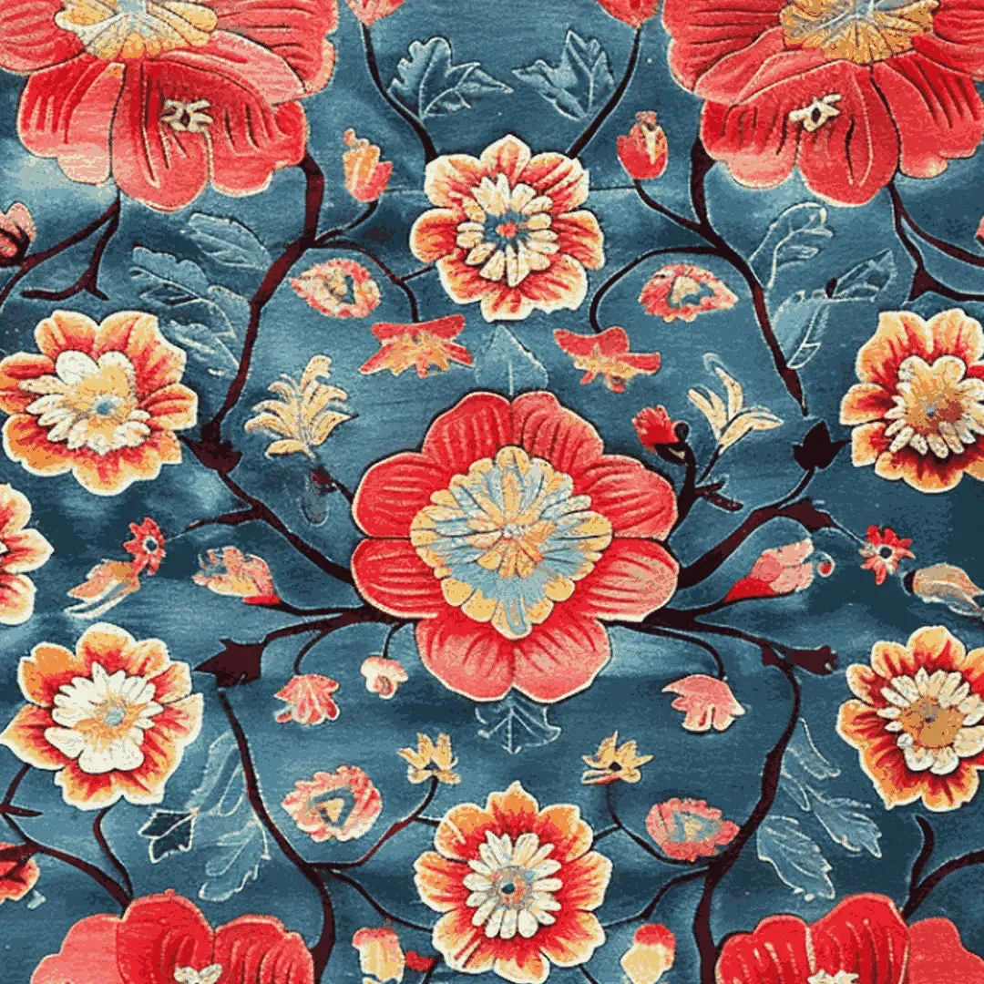 Petals of Flame Hand Tufted Rug