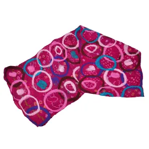 Pink and White Circled Felted Silk Vintage Scarves