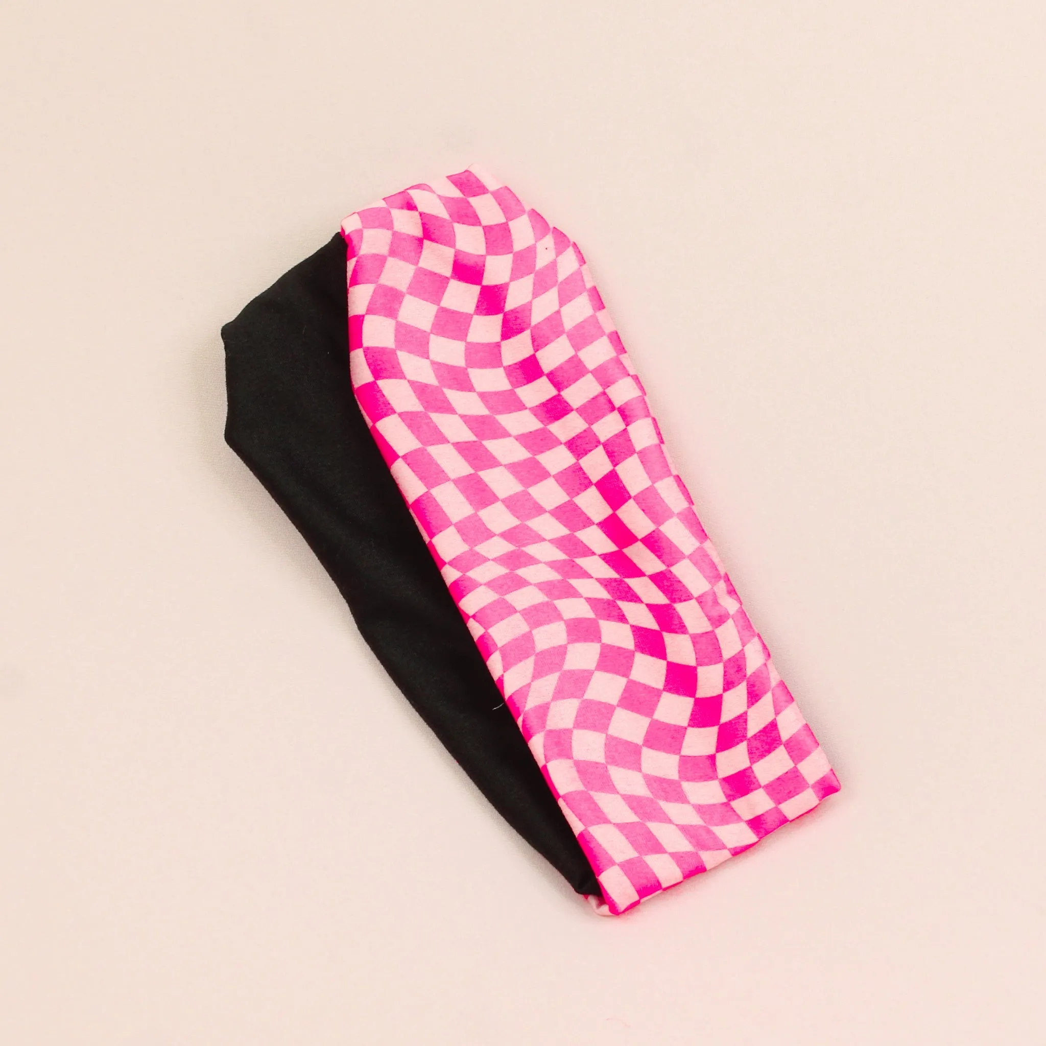 Pink Checkered Twist Headband
