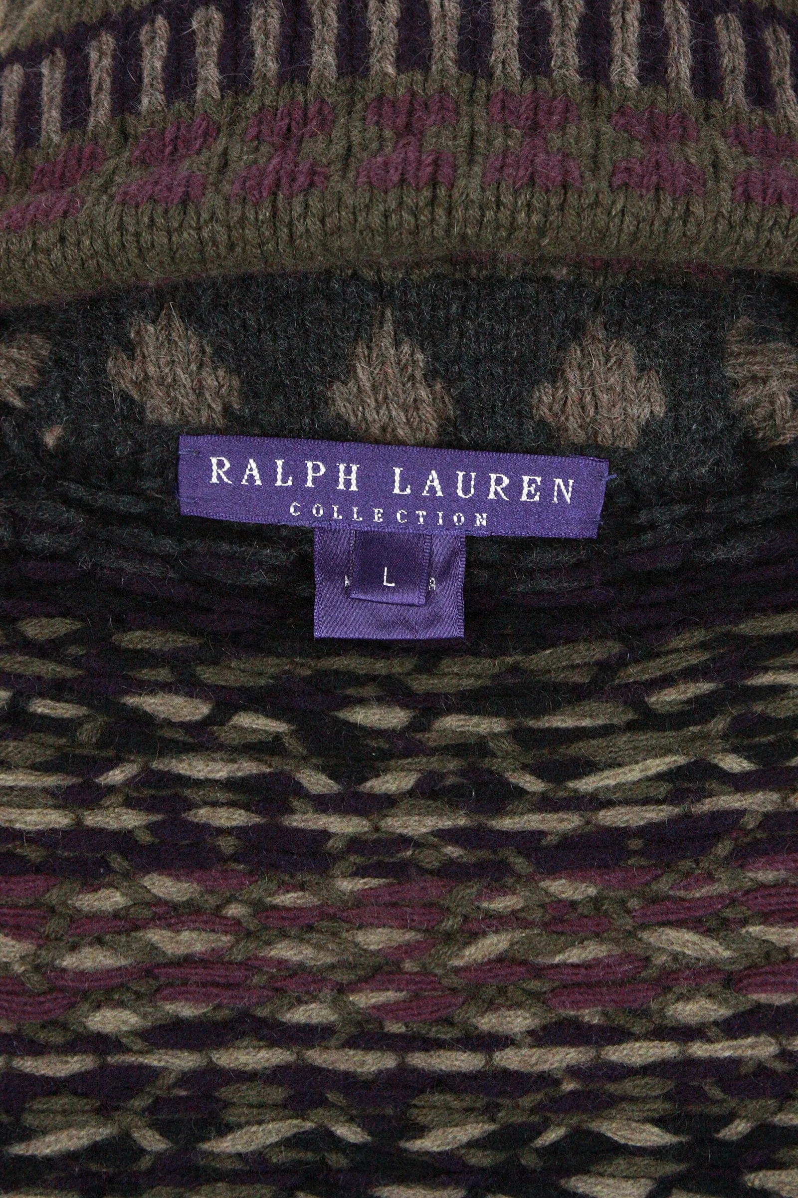RALPH LAUREN Southwest Sweater Vest with Shawl Collar & Peplum