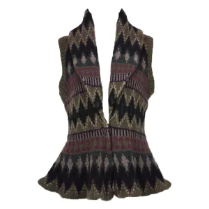 RALPH LAUREN Southwest Sweater Vest with Shawl Collar & Peplum