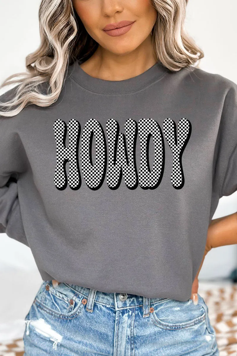 Retro Checkered Howdy Unisex NuBlend Crew Sweatshirt